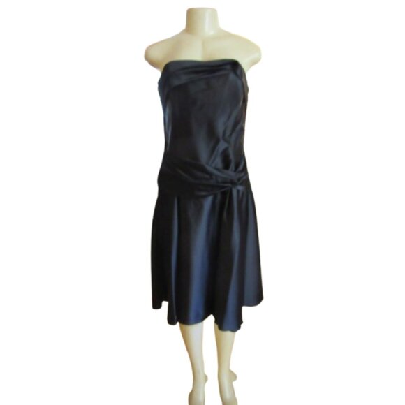 Jessica McClintock Strapless Black Cocktail Dress Size 12 Elegant Polyester & Sp - Picture 2 of 5